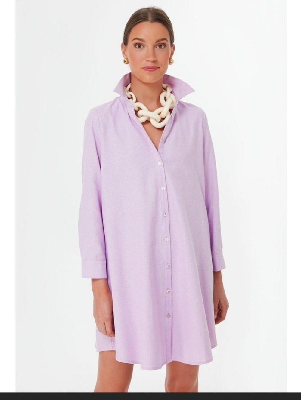Pomander Place By Tuckernick Lavender Button-Front Shirt Dress -Small Women